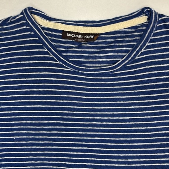 Michael Kors Men's Linen T-Shirt Stripes Nautical Classic - Picture 3 of 4